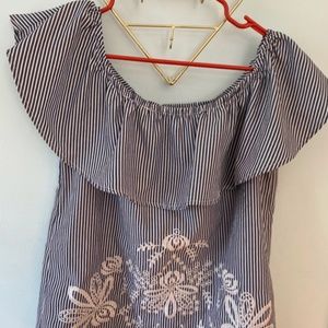 blue striped top from boutique in Hong Kong